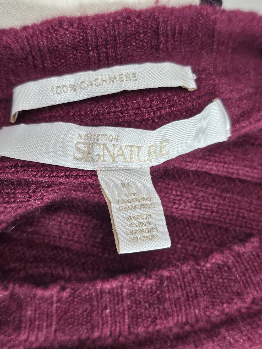 Nordstrom Signature 100% Cashmere Asymmetrical Mixed-Rib Crewneck Sweater (XS) - Picture 4 of 5